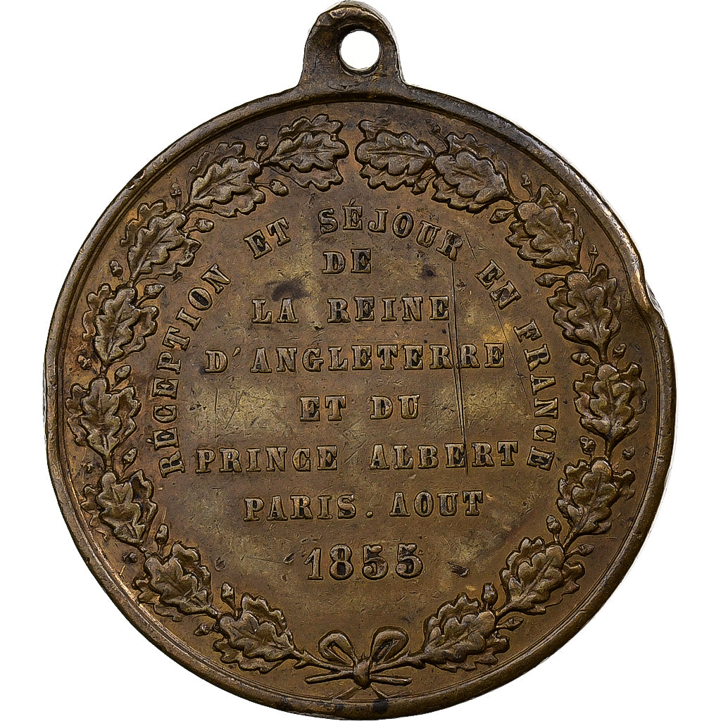 Frankrijk, Medaille, Séjour en France du couple royal britannique, 1855, Tin