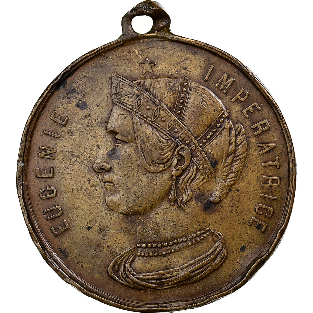France, Médaille, Napoléon III et Eugénie, 1855, Laiton, TTB