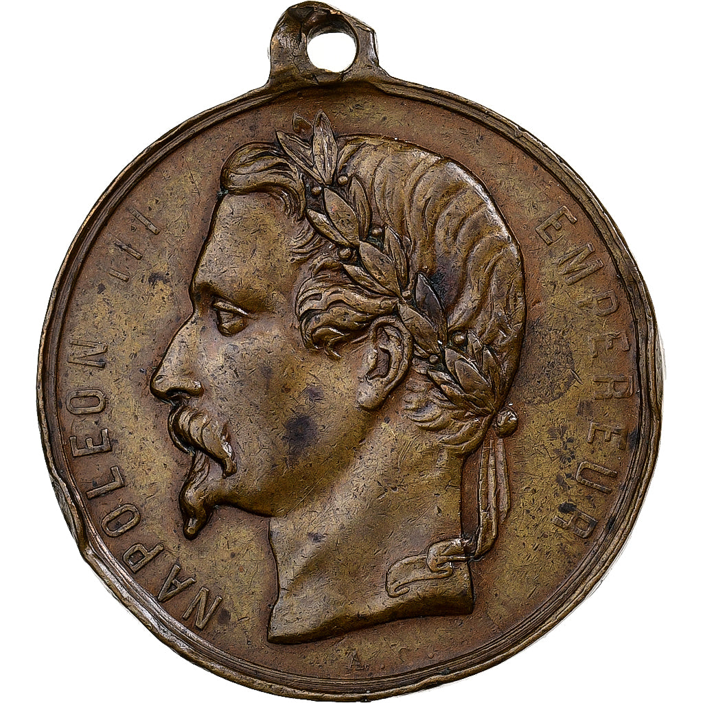 France, Médaille, Napoléon III et Eugénie, 1855, Laiton, TTB