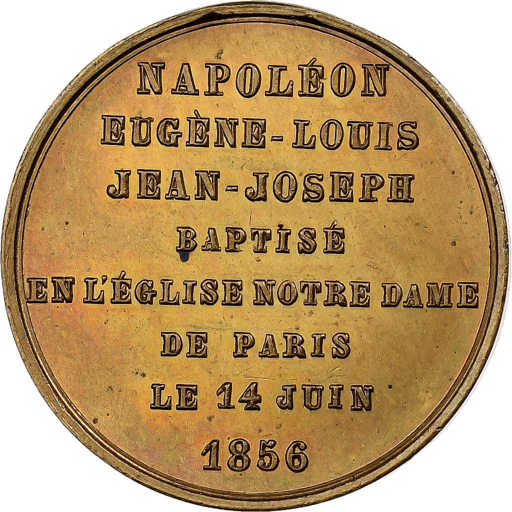 France, Médaille, Napoléon III, Baptème du Prince Impérial, 1856, Laiton