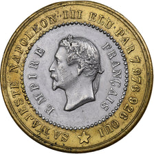 França, medalha, Napoléon III, Elu Empereur, 1852, Bimetálico, Naudin