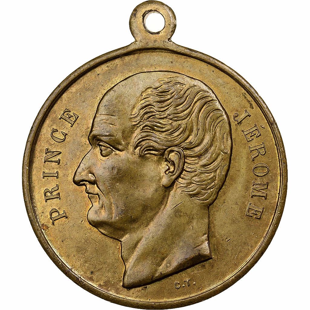 França, medalha, Mort du Prince Jérome Bonaparte, 1860, Latão, Trotin