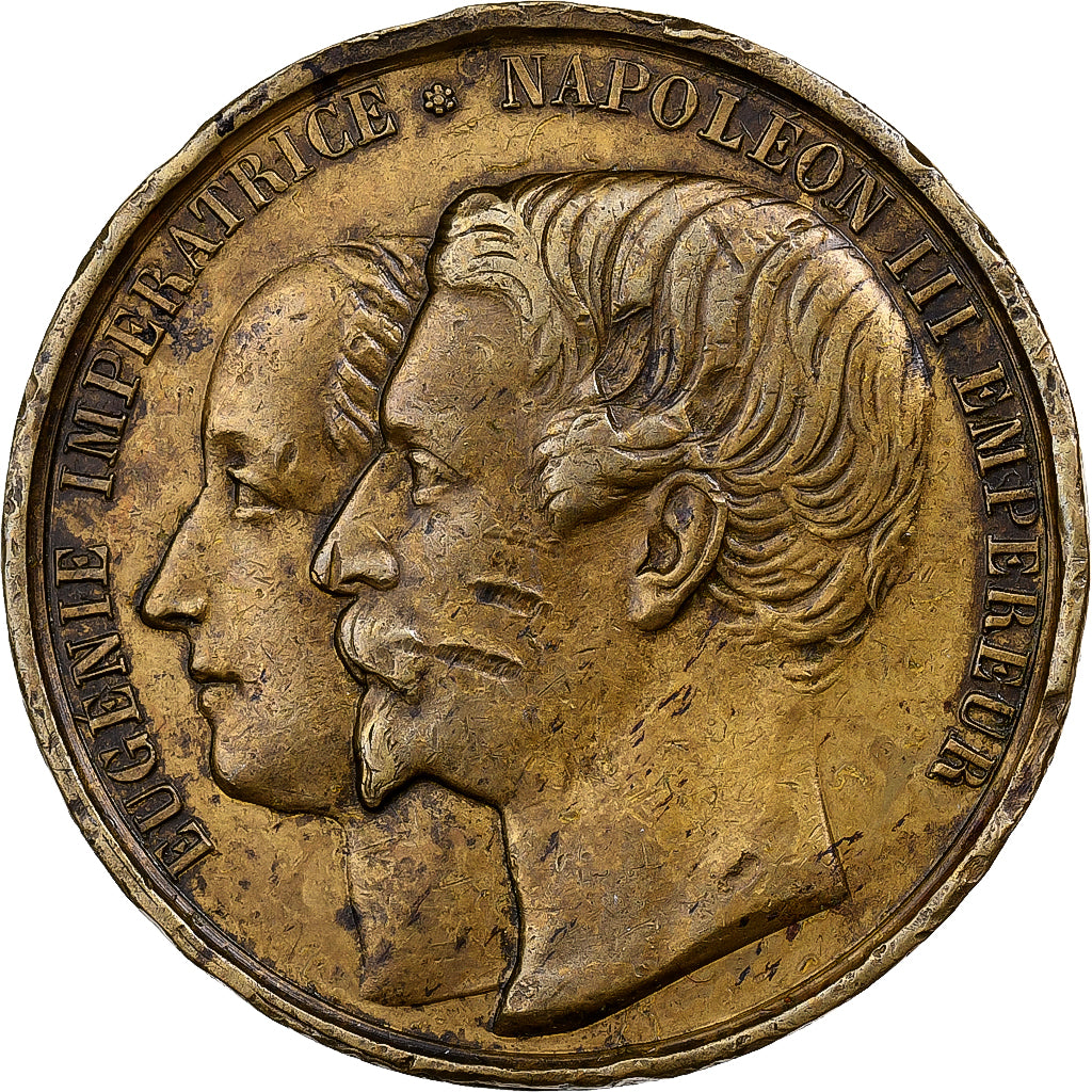 França, medalha, Visite de la Reine Victoria à Cherbourg, 1858, Latão