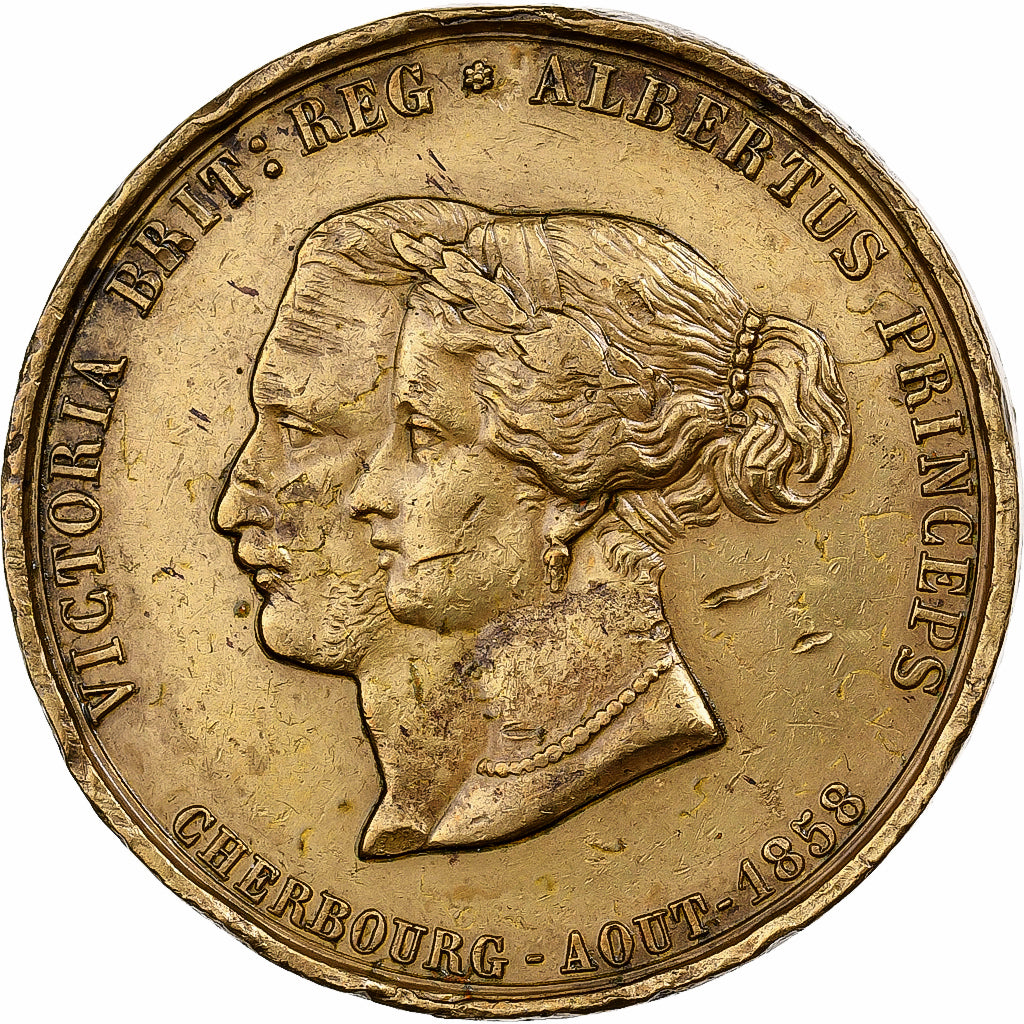 França, medalha, Visite de la Reine Victoria à Cherbourg, 1858, Latão