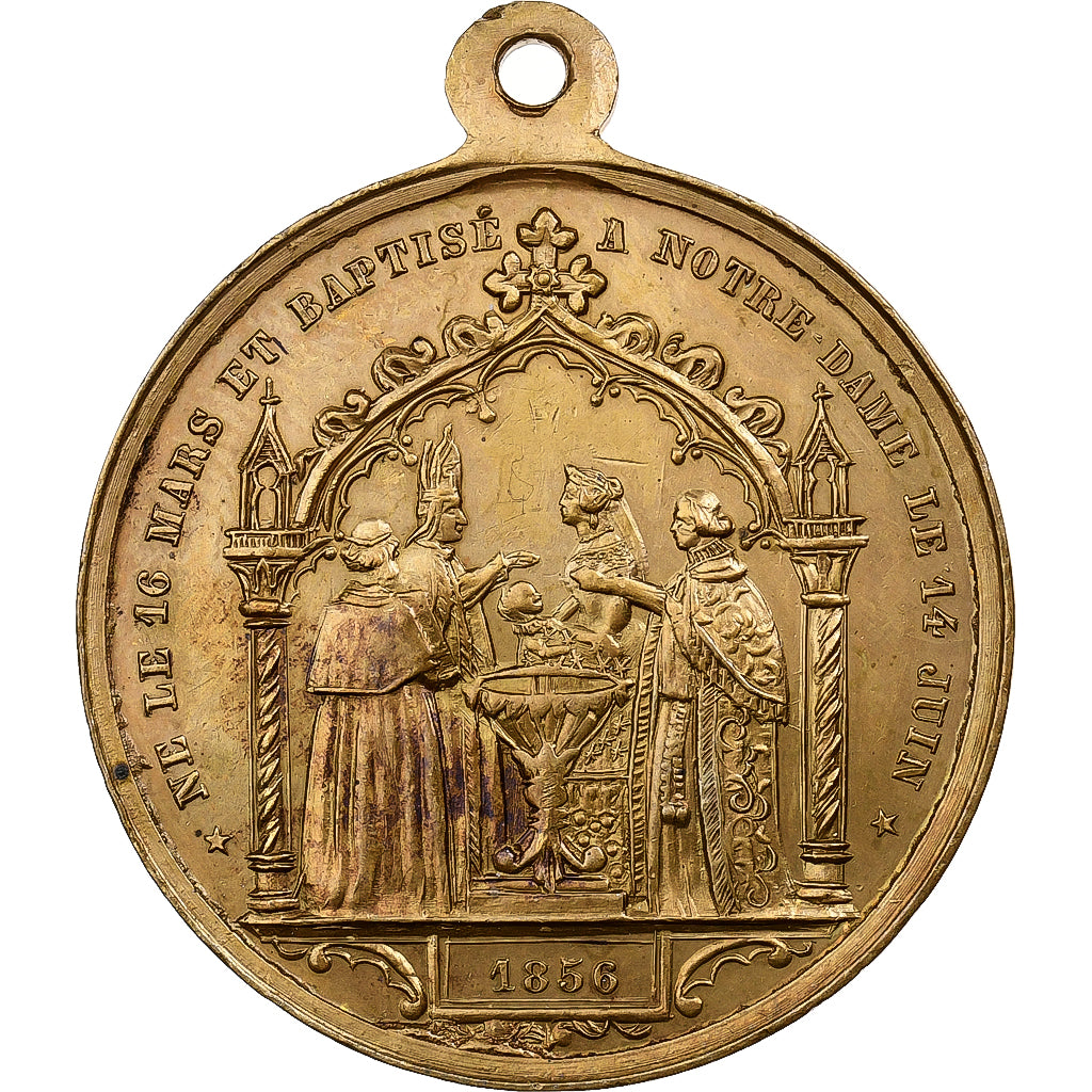 France, Médaille, Napoléon III, Baptème du Prince Impérial, 1856, Laiton