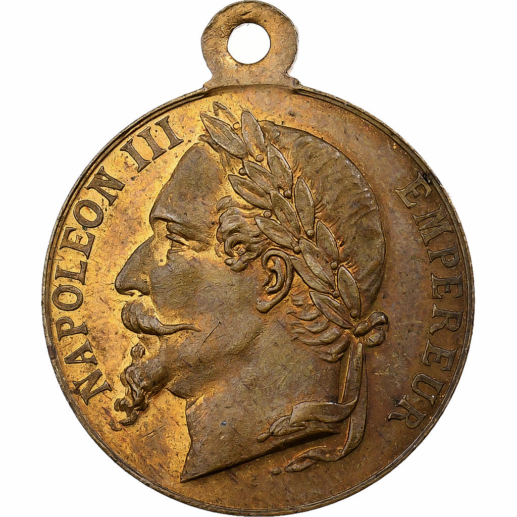 França, medalha, Napoléon III, Fêtes de Nancy, 1866, Latão, AU(50-53)