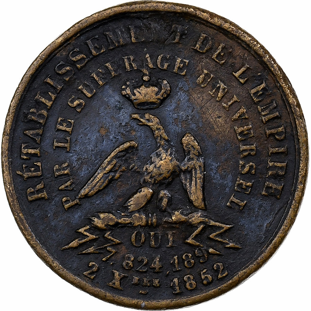 França, medalha, Napoléon III, Rétablissement de l'Empire par le Suffrage