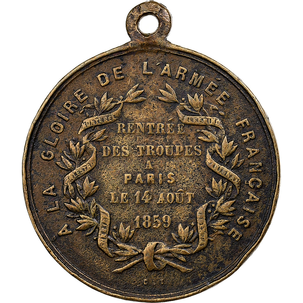 France, Médaille, Rentrée des Troupes à Paris, 1859, Laiton, TB+
