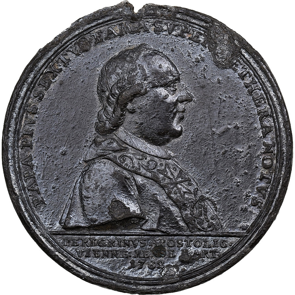 Francia, medaglia, Le Pape Pie VI, 1782, Piombo, MB+