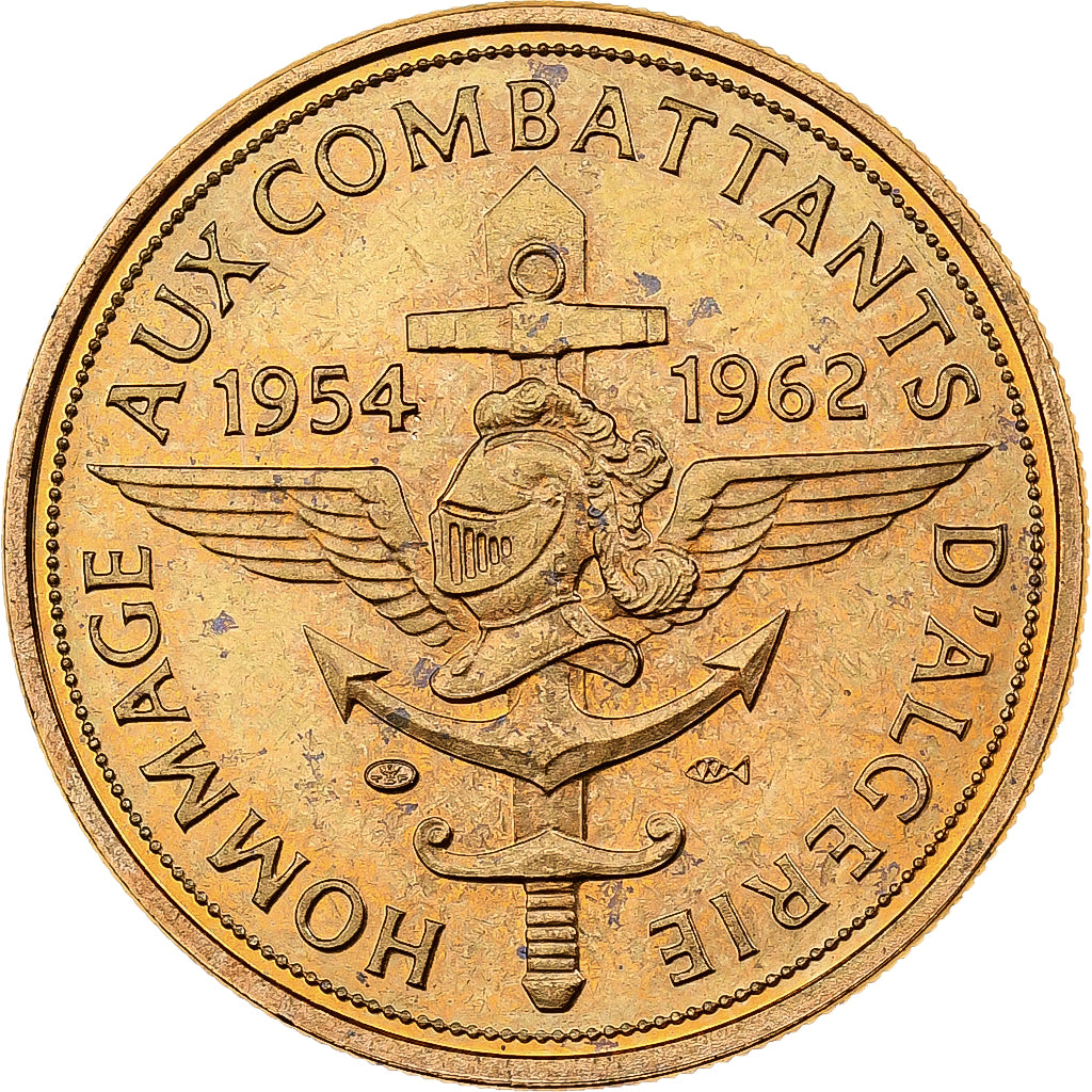 France, Médaille, Hommage aux Combattants d'Algérie, Copper-Nickel Gilt, SPL