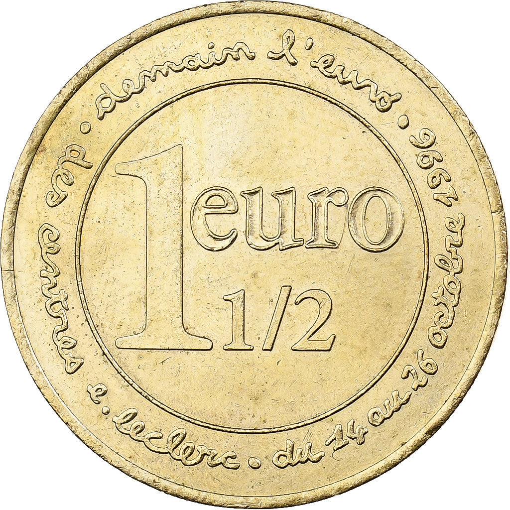 França, Token, 1.5 Euro Centres Leclerc, 1996, MS(63), Cobre-Níquel-Alumínio