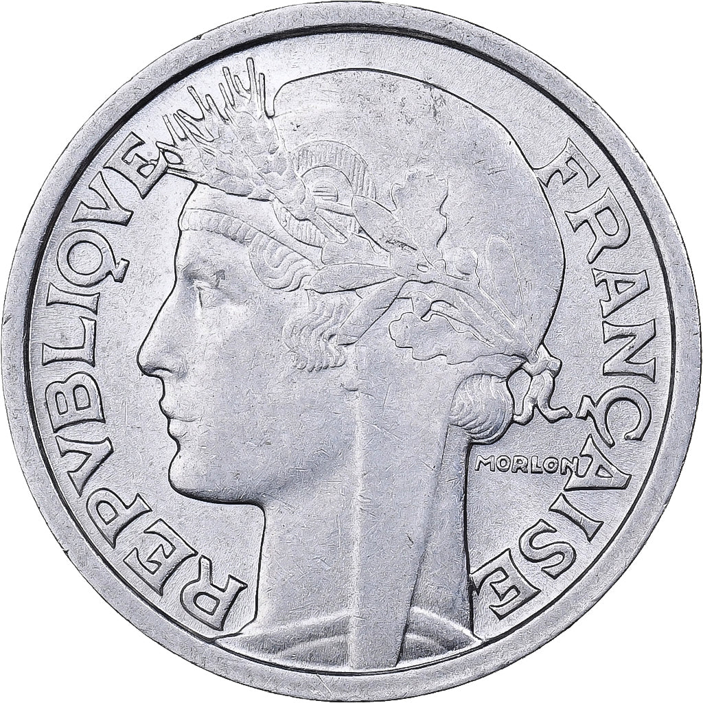 Coin, France, Morlon, 2 Francs, 1947, Beaumont le Roger, AU(55-58), Aluminum
