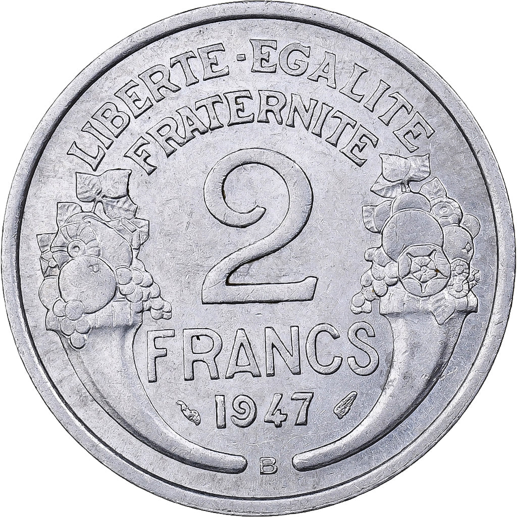 Coin, France, Morlon, 2 Francs, 1947, Beaumont le Roger, AU(55-58), Aluminum