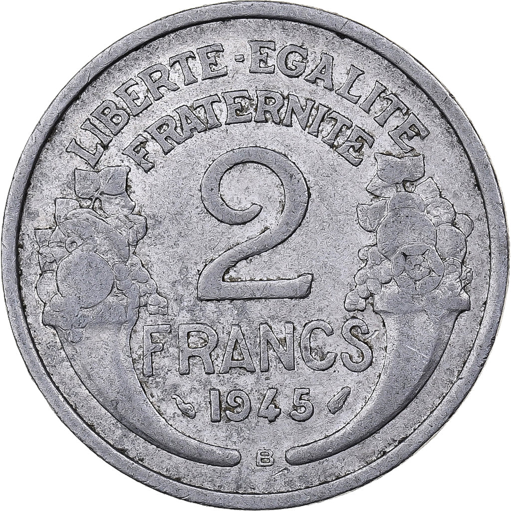 Coin, France, Morlon, 2 Francs, 1945, Beaumont - Le Roger, VF(20-25), Aluminum