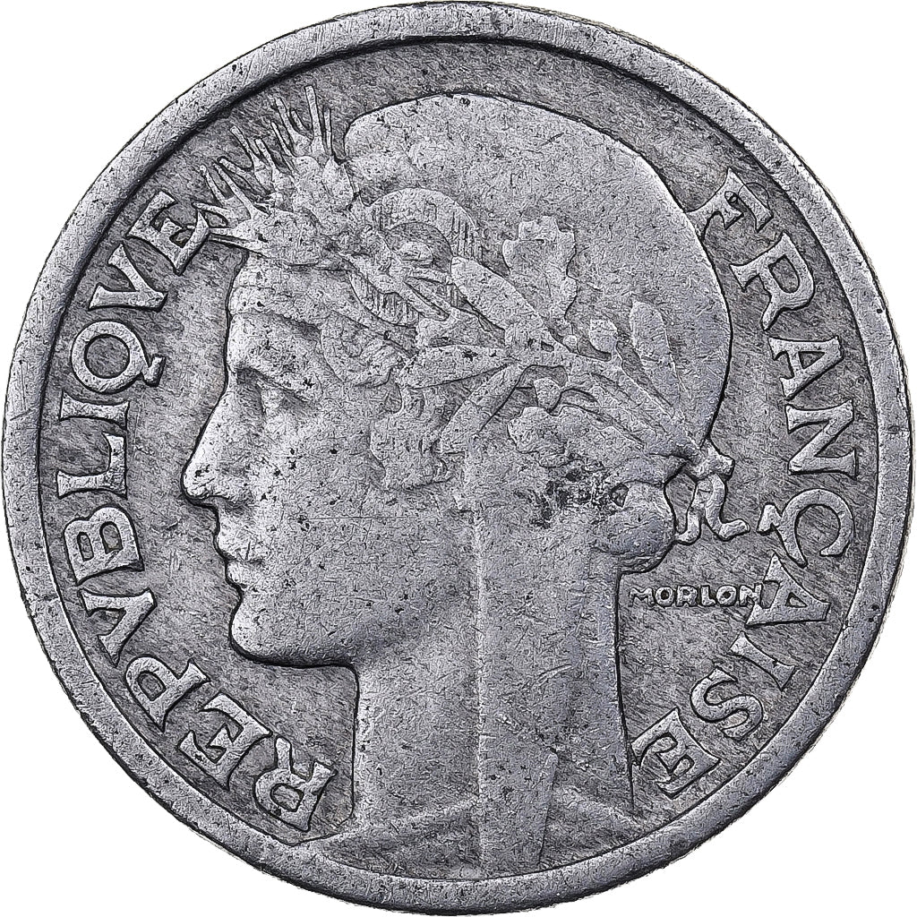Münze, Frankreich, Morlon, 2 Francs, 1945, Castelsarrasin, S+, Aluminium