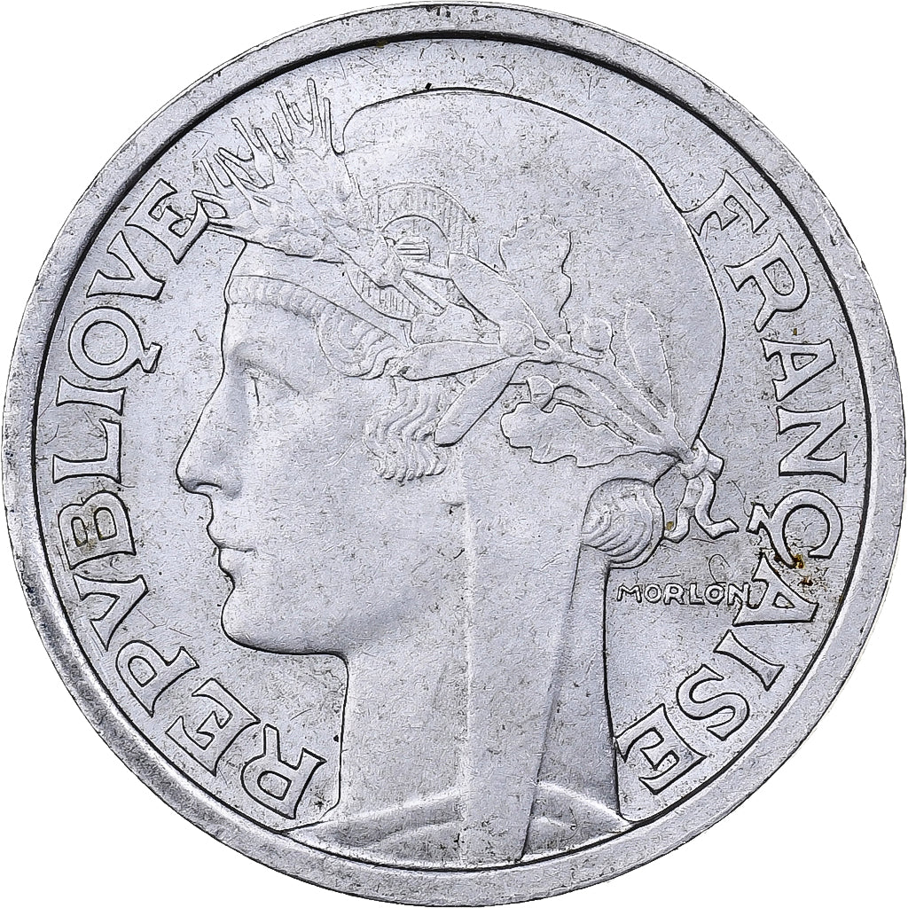 France, 2 Francs, Morlon, 1948, Paris, Aluminum, AU(50-53)