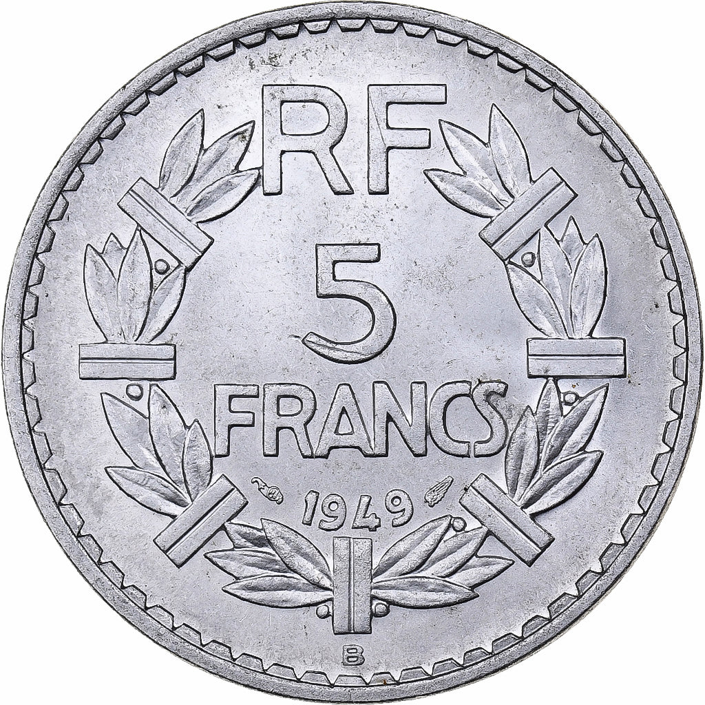 França, 5 Francs, Lavrillier, 1949, Beaumont - Le Roger, Alumínio, AU(55-58)