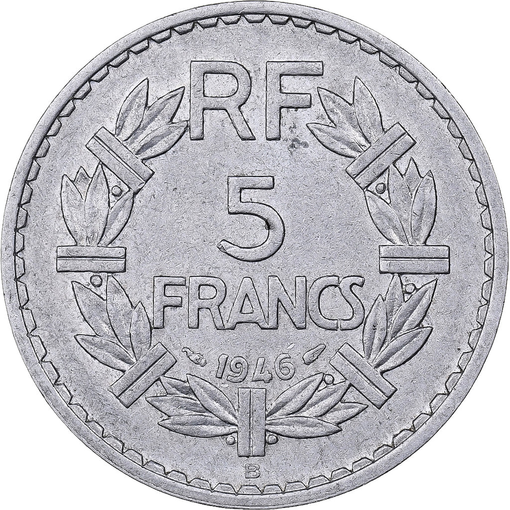 France, 5 Francs, Lavrillier, 1946, Beaumont - Le Roger, Aluminum, AU(50-53)