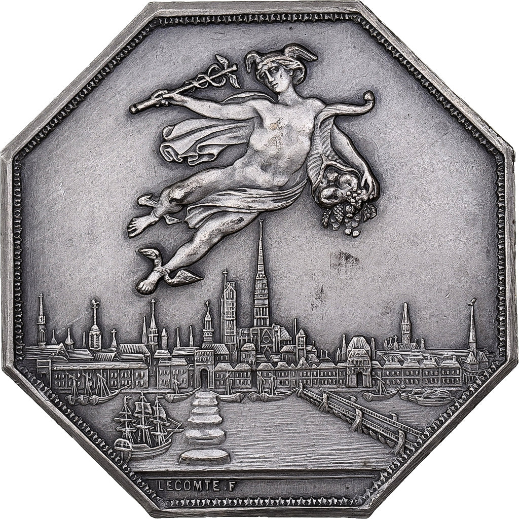 France, Token, Chambre de Commerce de Rouen, 1802, Silver, Lecomte, AU(55-58)