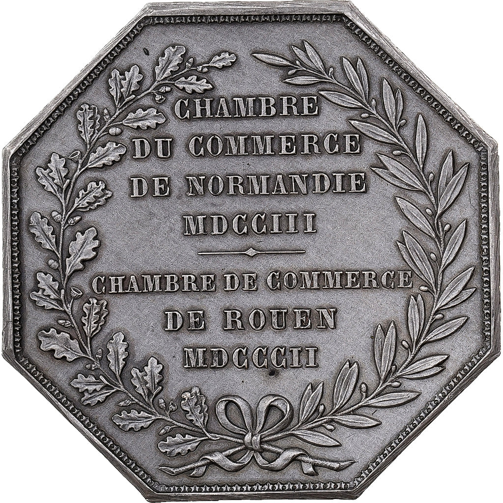 France, Token, Chambre de Commerce de Rouen, 1802, Silver, Lecomte, AU(55-58)