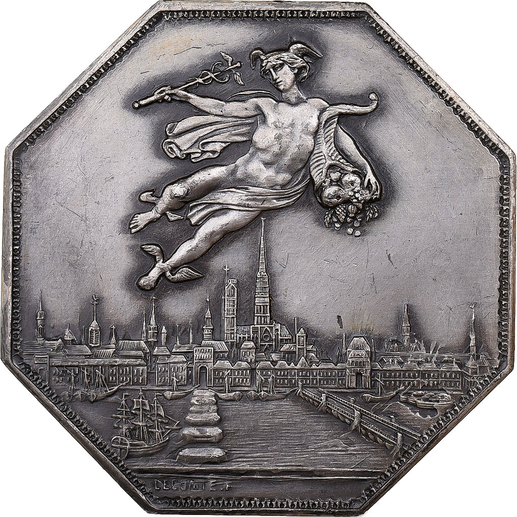 France, Token, Chambre de Commerce de Rouen, 1802, Silver, Lecomte, AU(55-58)