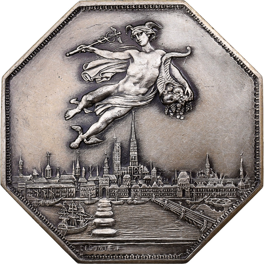 France, Token, Chambre de Commerce de Rouen, 1802, Silver, Lecomte, AU(55-58)