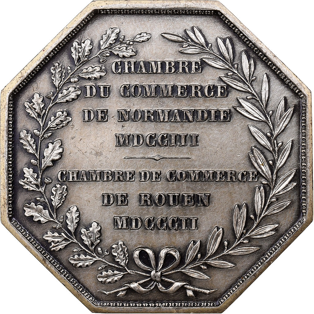 France, Token, Chambre de Commerce de Rouen, 1802, Silver, Lecomte, AU(55-58)