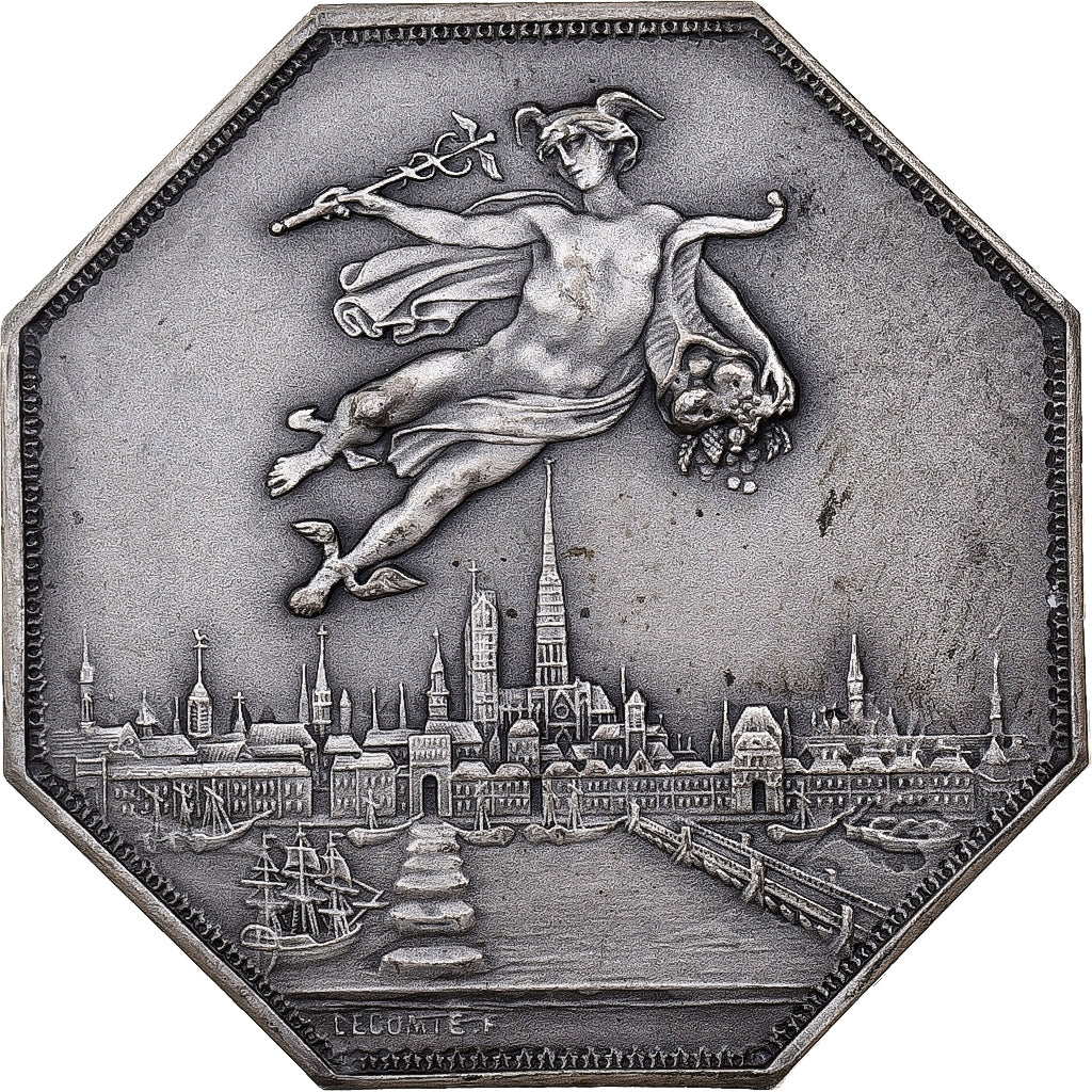 France, Token, Chambre de Commerce de Rouen, 1802, Silver, Lecomte, AU(55-58)