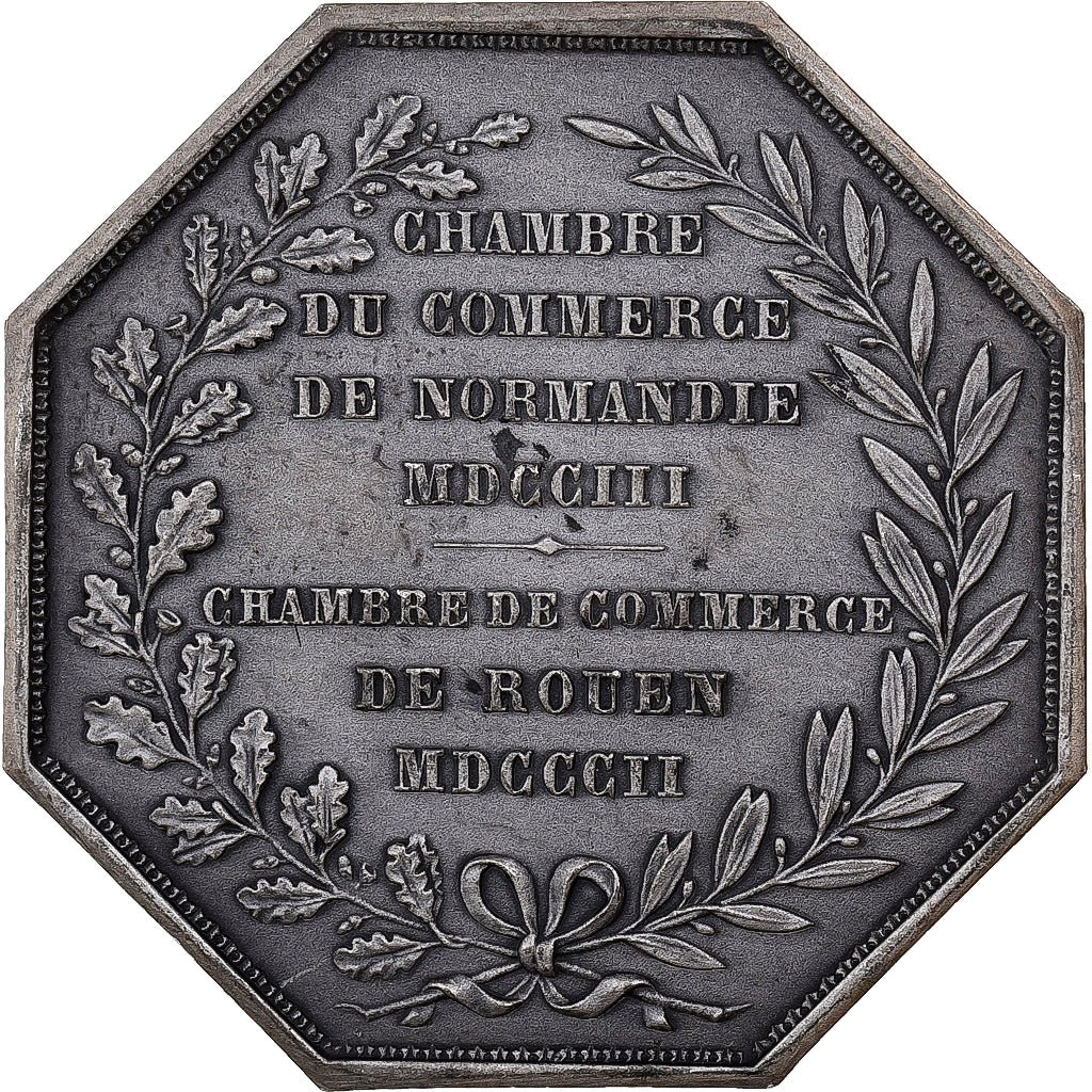France, Token, Chambre de Commerce de Rouen, 1802, Silver, Lecomte, AU(55-58)