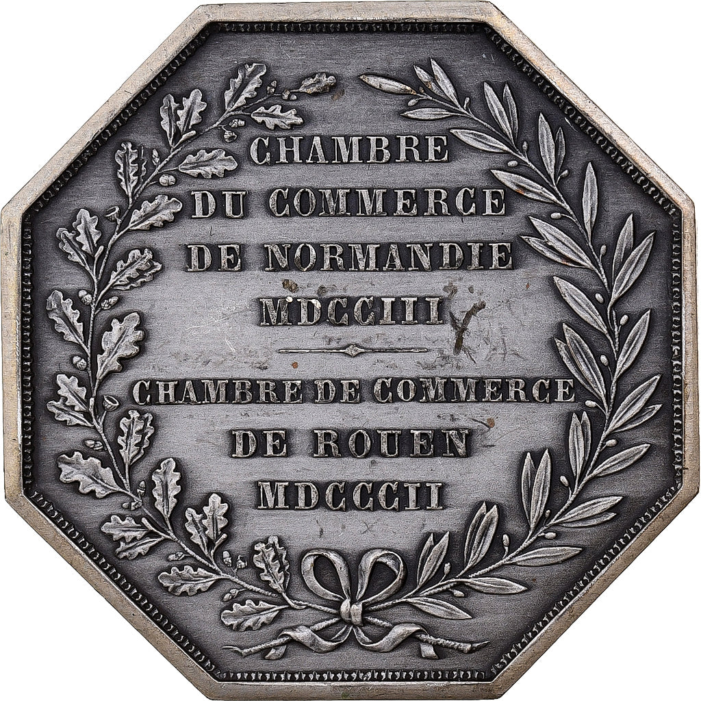 France, Token, Chambre de Commerce de Rouen, 1802, Silver, Lecomte, AU(50-53)