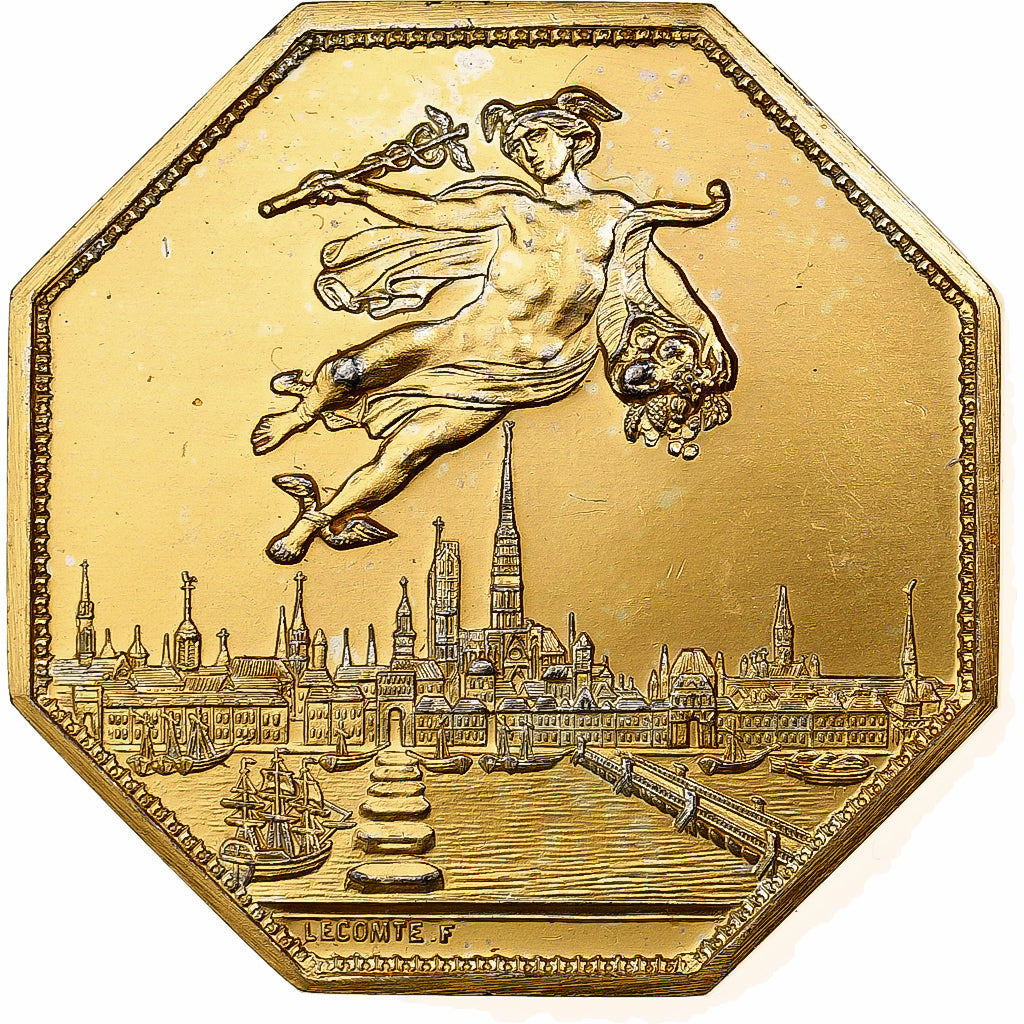 França, Token, Chambre de Commerce de Rouen, 1802, Vermeil, Lecomte, AU(50-53)