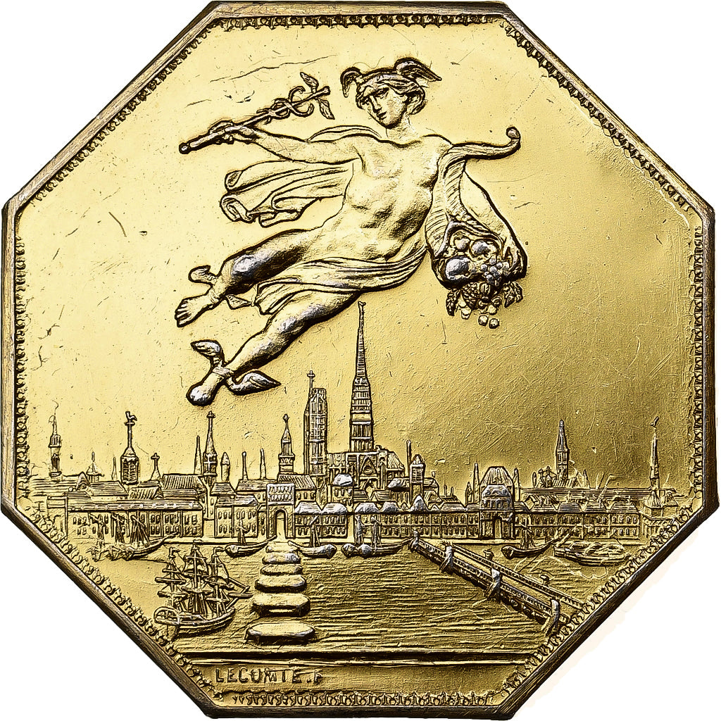 France, Token, Chambre de Commerce de Rouen, 1802, Vermeil, Lecomte, AU(50-53)