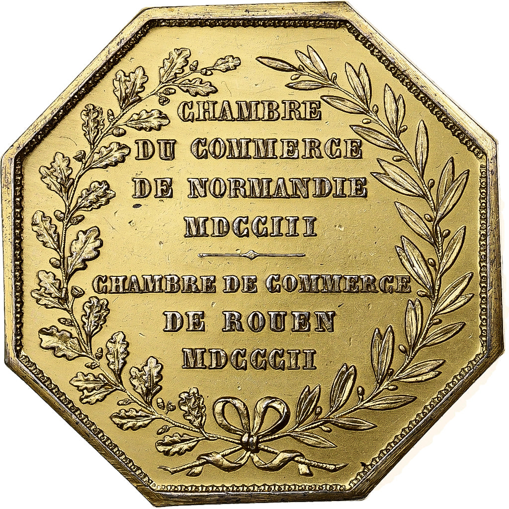 France, Token, Chambre de Commerce de Rouen, 1802, Vermeil, Lecomte, AU(50-53)