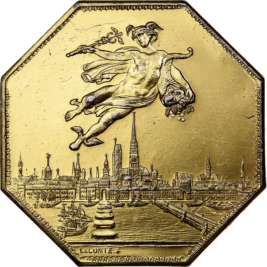 France, Jeton, Chambre de Commerce de Rouen, 1802, Vermeil, TTB+, Lecomte