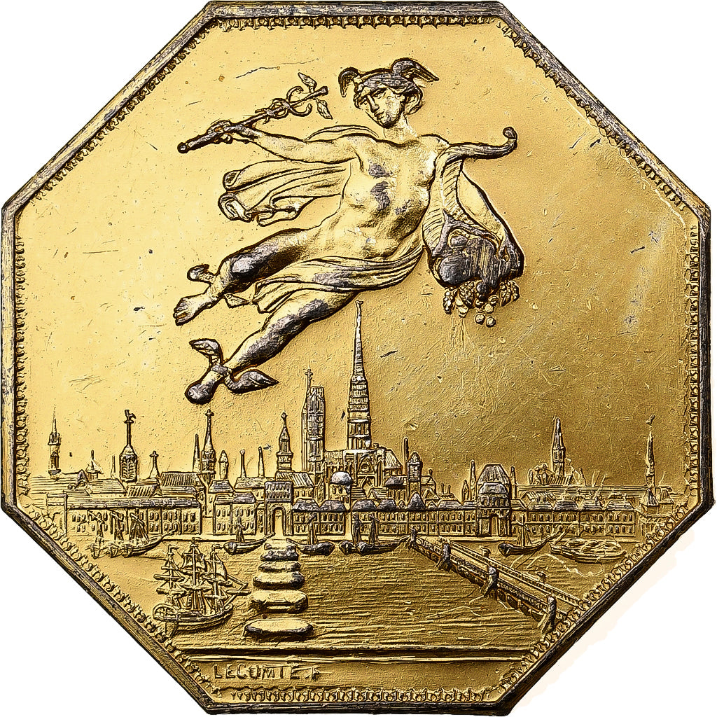 França, Token, Chambre de Commerce de Rouen, 1802, Vermeil, Lecomte, AU(50-53)