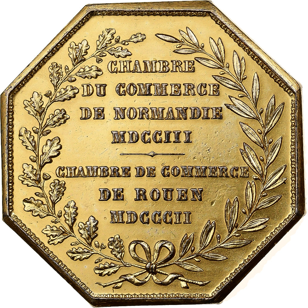 França, Token, Chambre de Commerce de Rouen, 1802, Vermeil, Lecomte, AU(50-53)