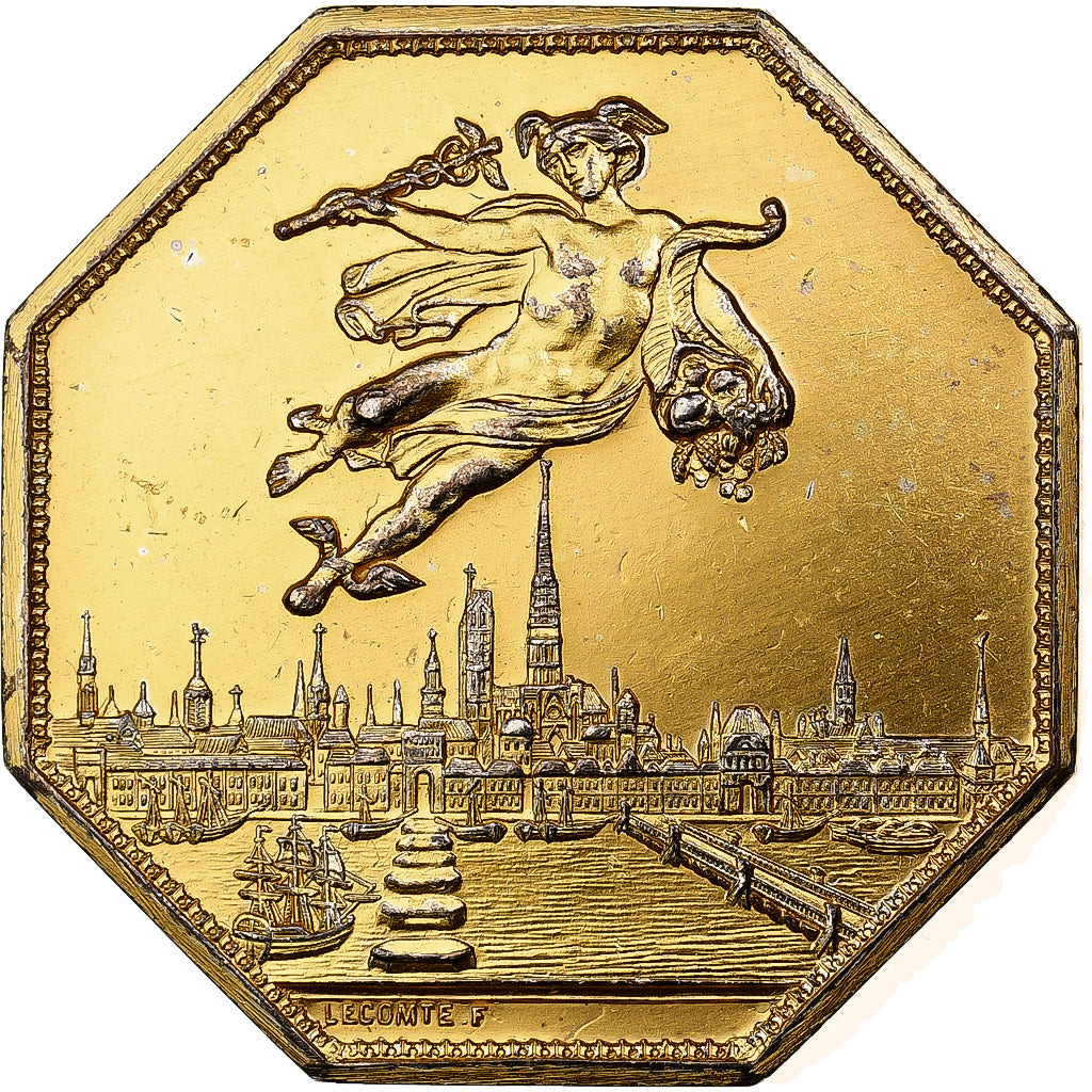 França, Token, Chambre de Commerce de Rouen, 1802, Vermeil, Lecomte, AU(50-53)