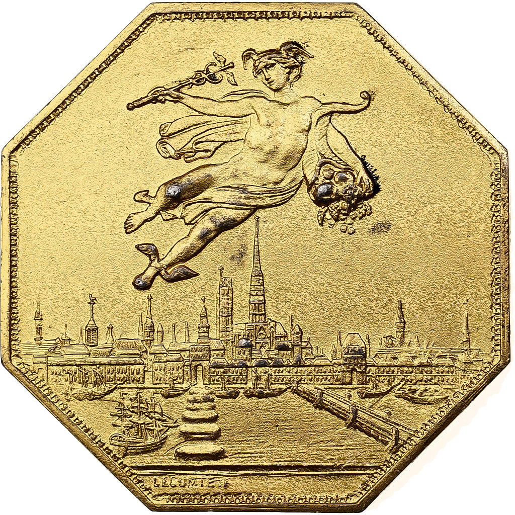 France, Token, Chambre de Commerce de Rouen, 1802, Vermeil, Lecomte, AU(50-53)