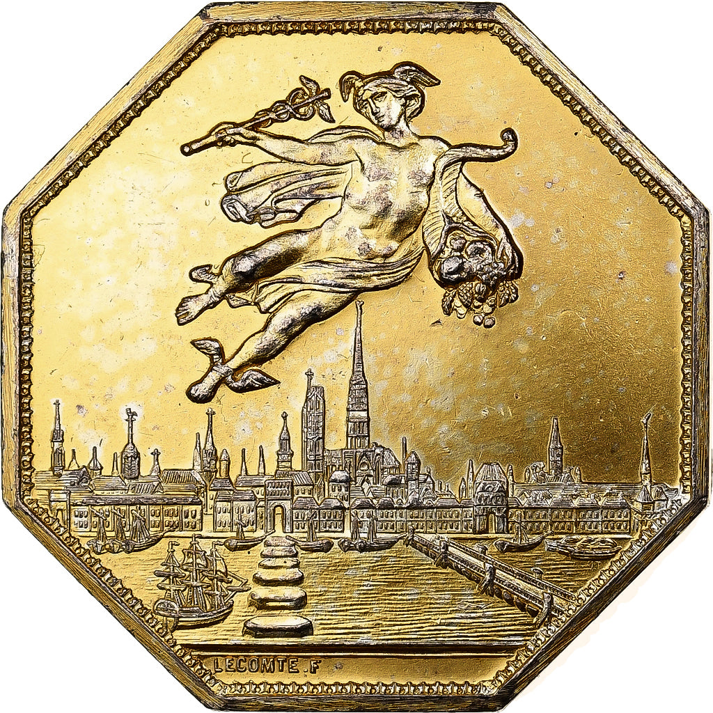 France, Token, Chambre de Commerce de Rouen, 1802, Vermeil, Lecomte, AU(50-53)