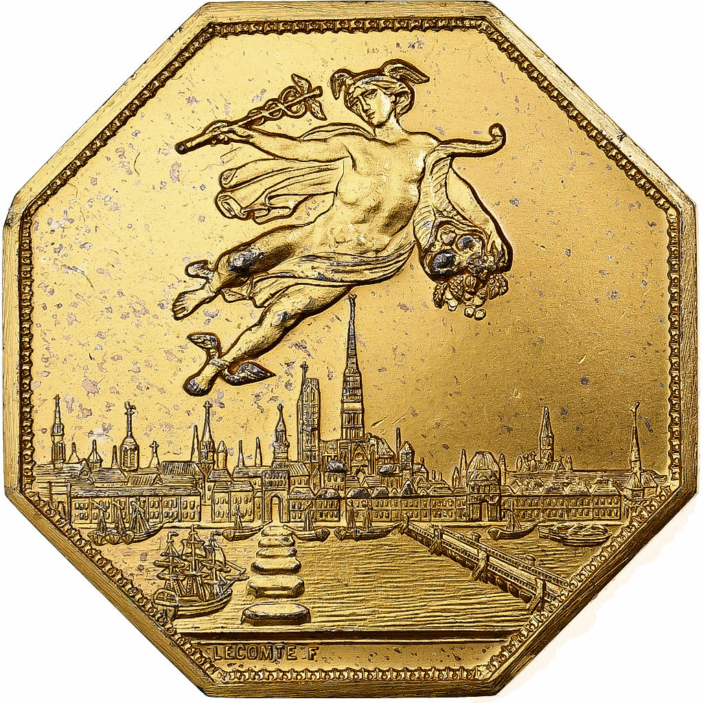 France, Token, Chambre de Commerce de Rouen, 1802, Vermeil, Lecomte, AU(50-53)