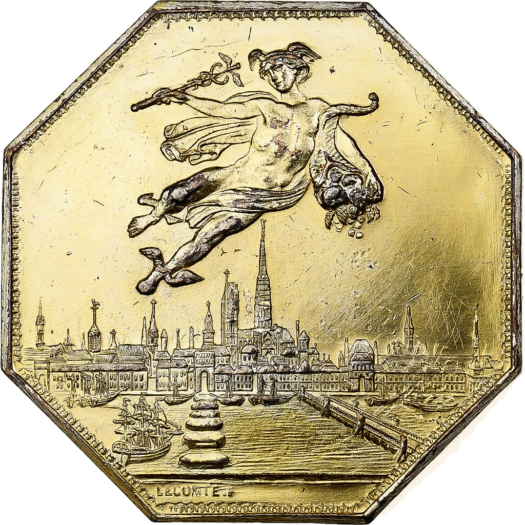 France, Jeton, Chambre de Commerce de Rouen, 1802, Vermeil, TTB+, Lecomte