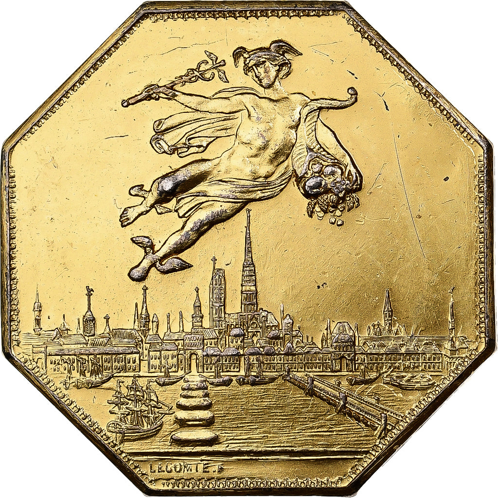 França, Token, Chambre de Commerce de Rouen, 1802, Vermeil, Lecomte, AU(50-53)