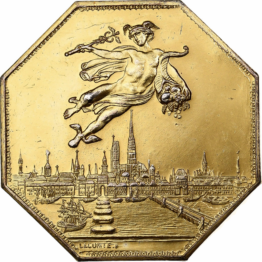 France, Jeton, Chambre de Commerce de Rouen, 1802, Vermeil, TTB+, Lecomte