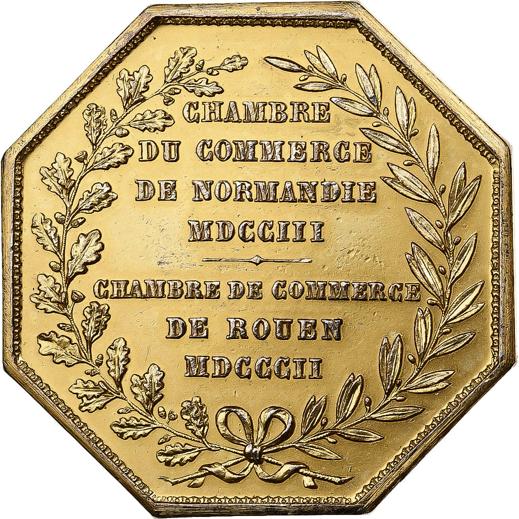 France, Jeton, Chambre de Commerce de Rouen, 1802, Vermeil, TTB+, Lecomte