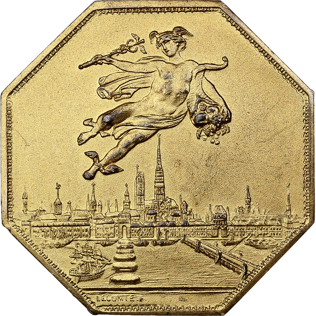 França, Token, Chambre de Commerce de Rouen, 1802, Vermeil, Lecomte, AU(50-53)