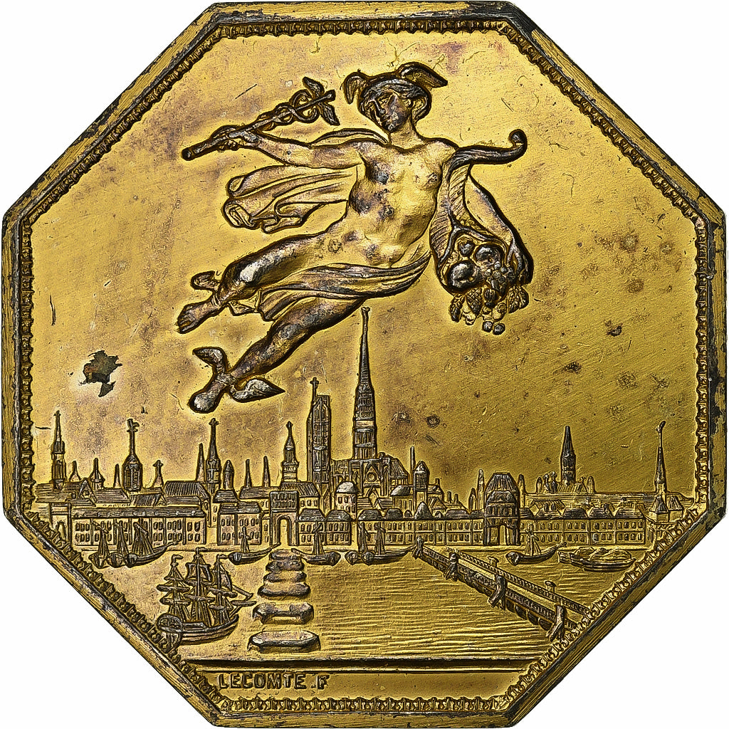 França, Token, Chambre de Commerce de Rouen, 1802, Vermeil, Lecomte, EF(40-45)