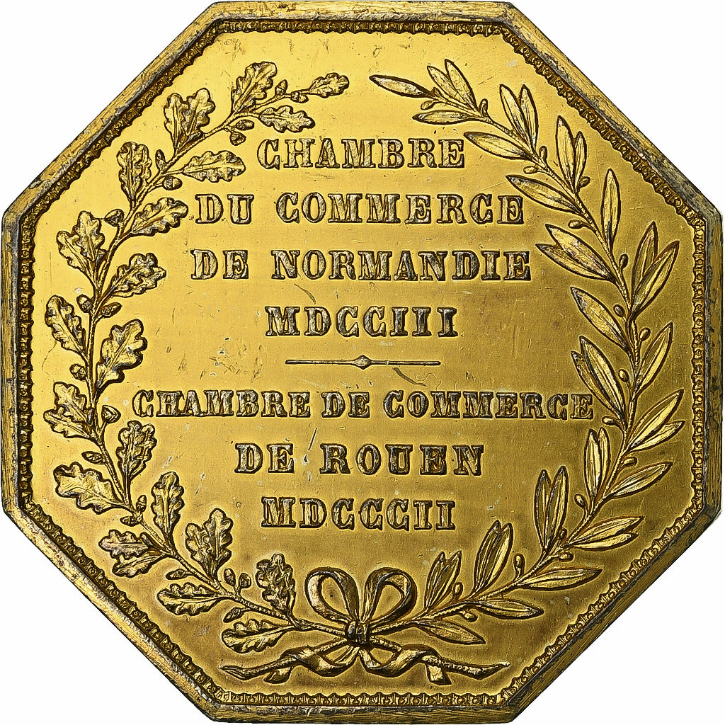 França, Token, Chambre de Commerce de Rouen, 1802, Vermeil, Lecomte, EF(40-45)