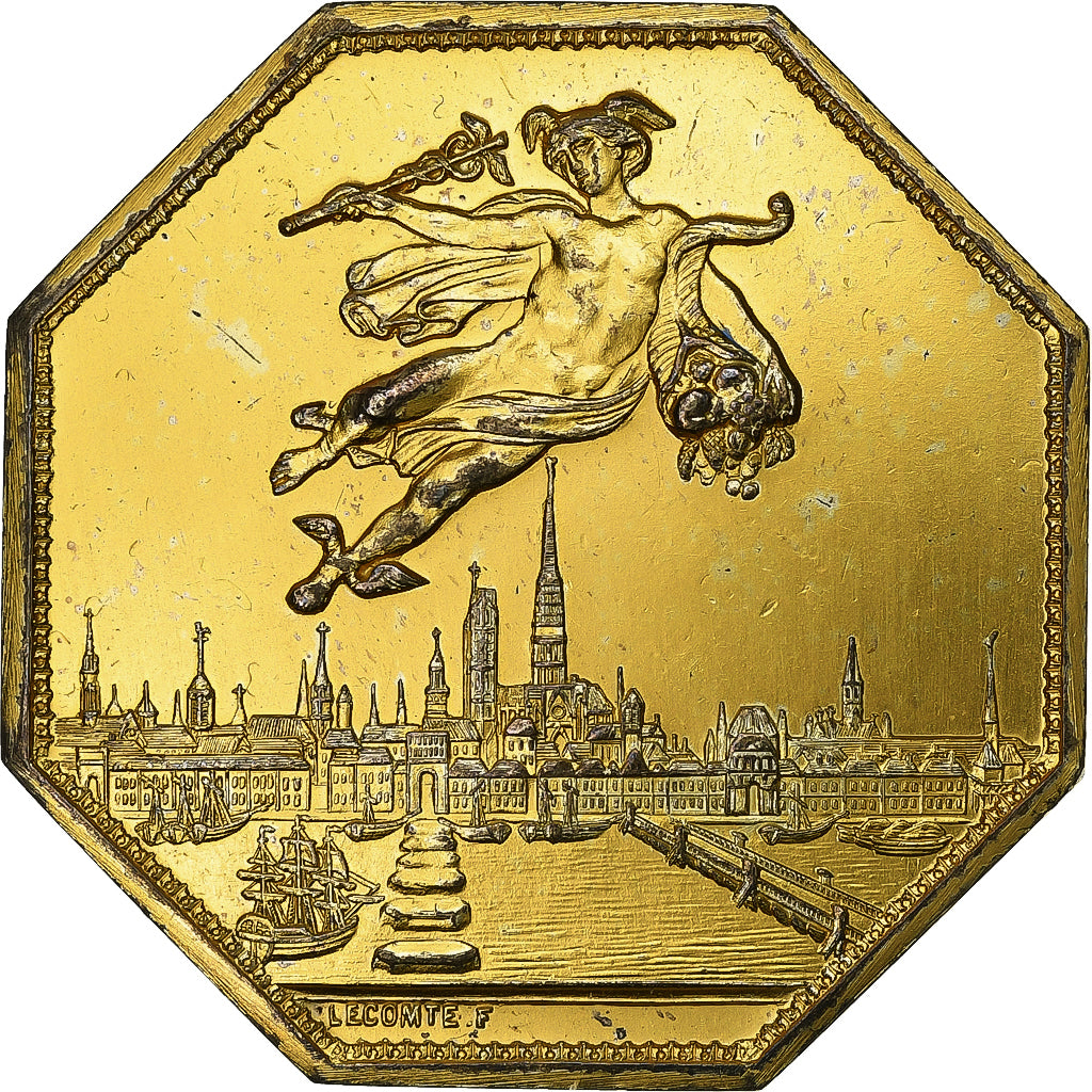 France, Jeton, Chambre de Commerce de Rouen, 1802, Vermeil, TTB, Lecomte