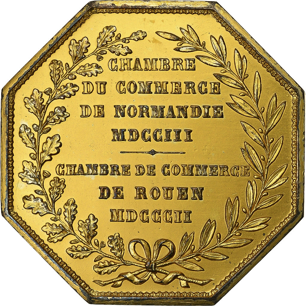 France, Jeton, Chambre de Commerce de Rouen, 1802, Vermeil, TTB, Lecomte