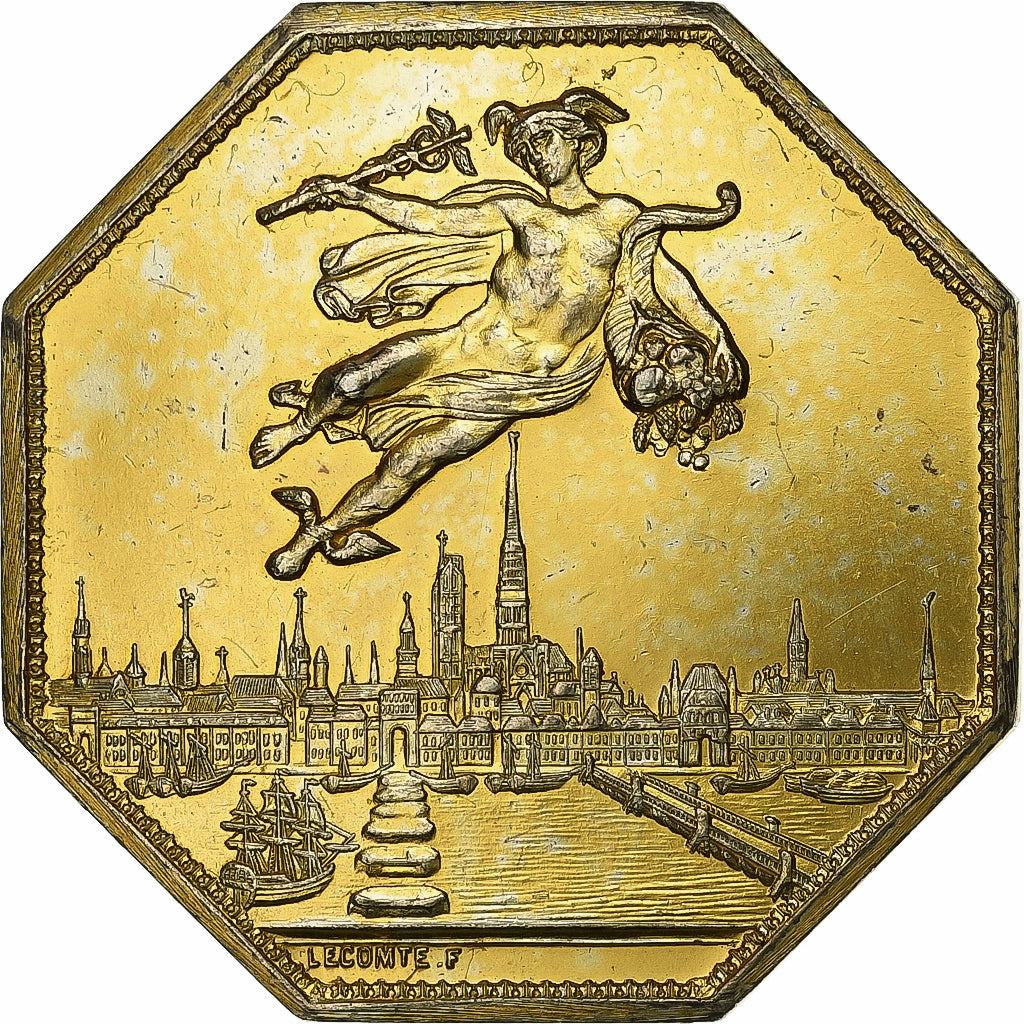 Francia, ficha, Chambre de Commerce de Rouen, 1802, Vermeil, Lecomte, BB+